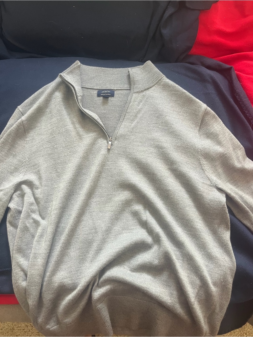 J Crew Men's Half-Zip Sweater in Light Gray